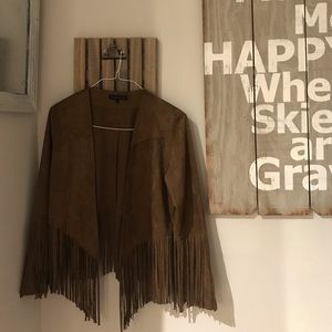 Faux Suede Leather Fringe Jacket